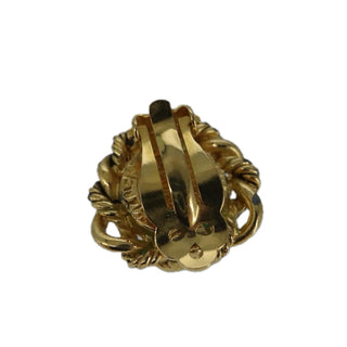 Chanel Vintage Round Clip-On Earrings Metal with Faux Pearl