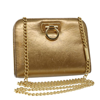 Salvatore Ferragamo Vintage Gancini Chain Shoulder Bag Leather