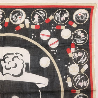 Chanel Scrunchie and Square Scarf Hair Tie Set Printed Silk