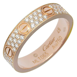 Cartier Love Wedding Band Pave Diamonds Ring 18K Rose Gold and Diamonds