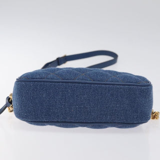 Versace Medusa Icon Front Slip Pocket Camera Bag Quilted Denim