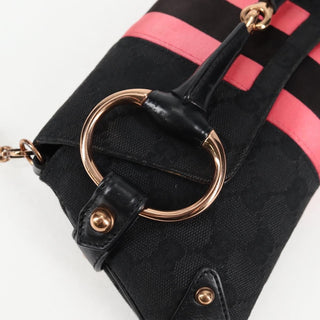 Gucci Horsebit Chain Clutch GG Canvas with Leather