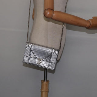 Christian Dior Diorama Wallet on Chain Metallic Distressed Calfskin