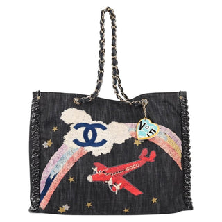 Chanel Night Flight Tote Embroidered Denim