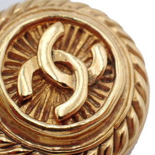 Chanel Vintage CC Round Button Clip-On Earrings Metal