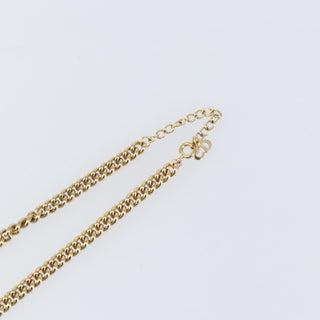 Christian Dior CD Chain Link Necklace Metal with Crystals