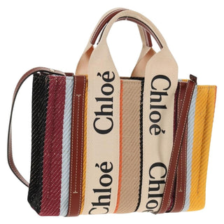 Chloe Woody Tote Canvas with Leather