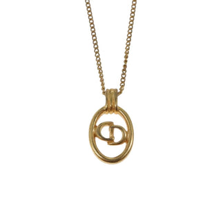Christian Dior CD Round Pendant Necklace Metal