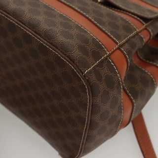 Celine Vintage Drawstring Flap Backpack Macadam Coated Canvas