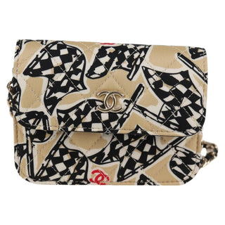 Chanel Flap Card Holder on Chain Quilted Printed Canvas