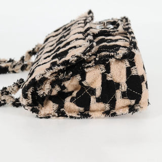 Chanel Classic Single Flap Bag Quilted Houndstooth Tweed and Ribbon