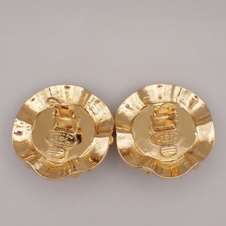 Chanel Vintage Round Clip-On Earrings Metal with Faux Pearl