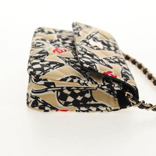 Chanel Flap Card Holder on Chain Quilted Printed Canvas