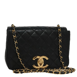 Chanel Full Flap Shoulder Bag Embossed Quilted Calfskin
