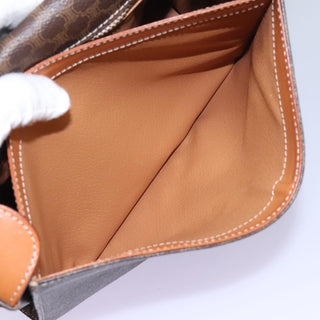 Celine Vintage Macadam Circle Logo Shoulder Bag Canvas and Leather