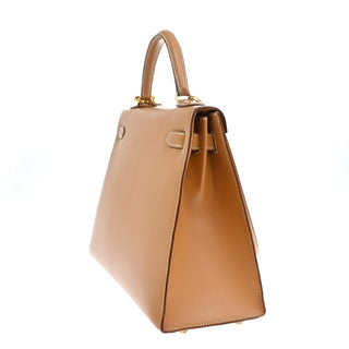 Hermes Kelly Handbag Light Chamonix with Gold Hardware