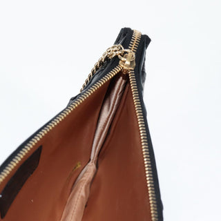 Chanel CC Chain Fringe Wristlet Clutch Quilted Leather