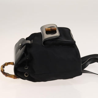 Gucci Vintage Bamboo Backpack Nylon and Patent Leather