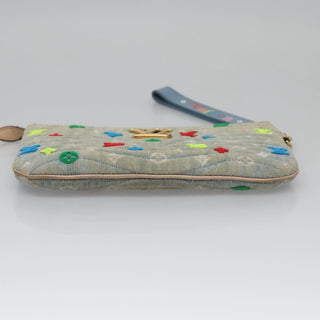 Louis Vuitton New Wave Zipped Pochette Monogram Embroidered Quilted Denim