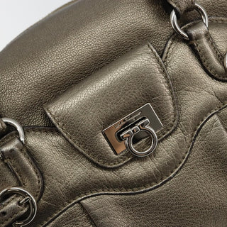Salvatore Ferragamo Gancini Buckle Shoulder Bag Leather
