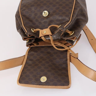 Celine Vintage Drawstring Flap Backpack Macadam Coated Canvas