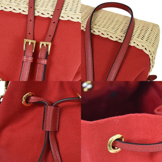 Prada Drawstring Bucket bag Canvas and Wicker