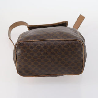 Celine Vintage Drawstring Flap Backpack Macadam Coated Canvas