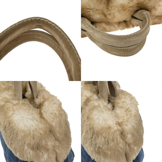 Prada Canapa Tote Denim and Fur