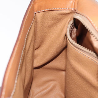 Celine Vintage Convertible Macadam Turnlock Shoulder Bag Canvas and Leather