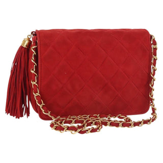 Chanel Vintage Tassel Full Flap Shoulder Bag Quilted Suede