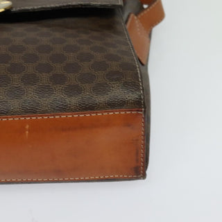 Celine Vintage Macadam Circle Logo Shoulder Bag Canvas and Leather