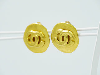 Chanel CC Hoop Clip-On Earrings Crystal Embellished Metal