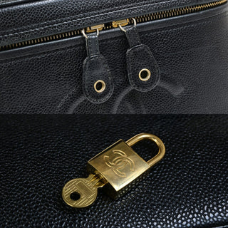 Chanel Vintage Timeless Cosmetic Case with Mirror Caviar