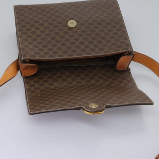 Celine Vintage Macadam Circle Logo Shoulder Bag Canvas and Leather