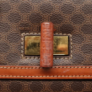 Celine Vintage Convertible Top Handle Bag Macadam Coated Canvas