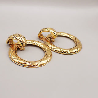 Chanel Vintage Multi CC Drop Hoop Clip-On Earrings Metal