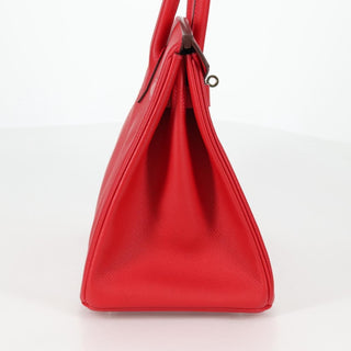 Hermes Birkin Handbag Red Epsom with Palladium Hardware