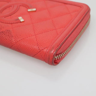 Chanel Filigree Zip Around Wallet Quilted Caviar