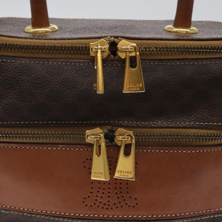 Celine Vintage Double Zip Vanity Case Macadam Coated Canvas
