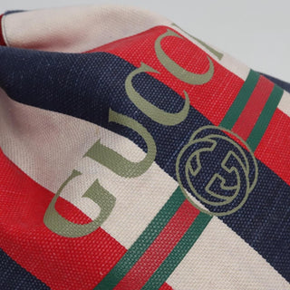 Gucci Logo Drawstring Backpack Striped Canvas