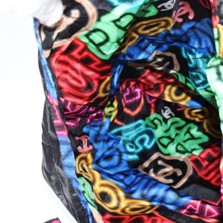 Chanel Foldable Tote Bag with Chain Quilted Caviar with Printed Nylon