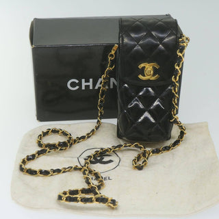 Chanel Vintage CC Flap Phone Holder Crossbody Bag Quilted Patent