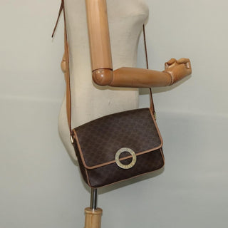 Celine Vintage Macadam Shoulder Bag Canvas and Leather