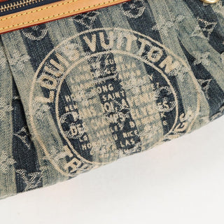 Louis Vuitton Porte Epaule Raye Handbag Striped Monogram Denim