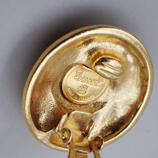 Chanel Vintage CC Round Button Clip-On Earrings Metal