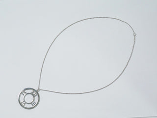 Tiffany & Co. Atlas Open Medallion Pendant Necklace 18K White Gold with Diamonds