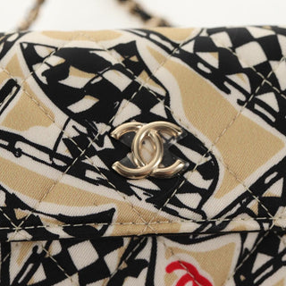 Chanel Flap Card Holder on Chain Quilted Printed Canvas