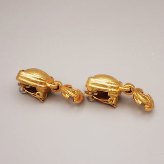Chanel Vintage CC Drop Clip-On Earrings Metal and Stones