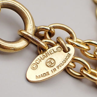 Chanel Vintage CC Pendant Necklace Quilted Metal