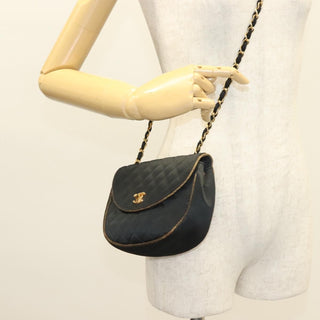 Chanel Vintage Half Moon Chain Bag Quilted Satin with Braided Detail